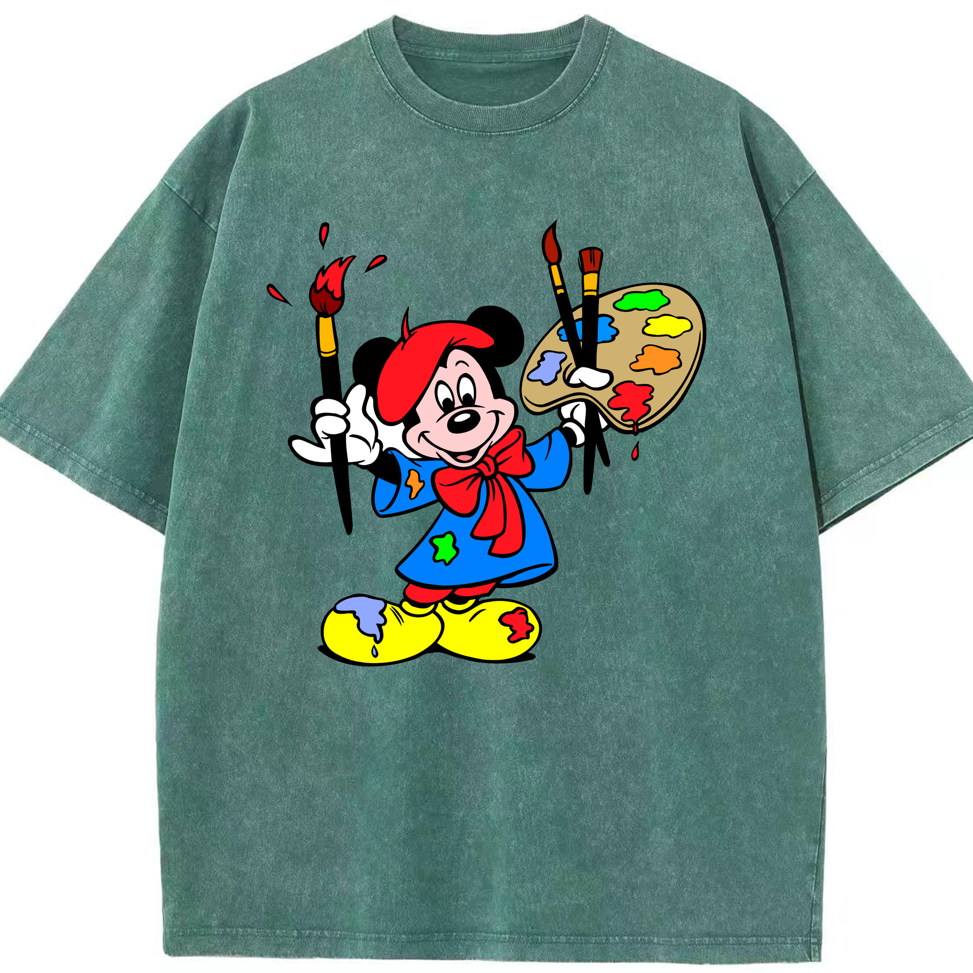（画像用） ミッキーマウス Mickey Mouse 綿100% ヴィンテージ風 半袖Tシャツ（フロントプリント）